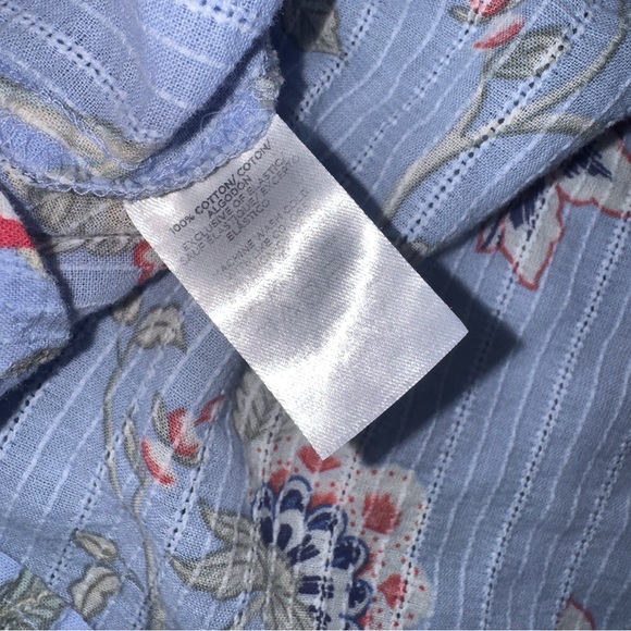 LOFT Blue Floral Blouse, lightweight, eyelet detail, elastic sleeve, women’s XL - Picture 10 of 10